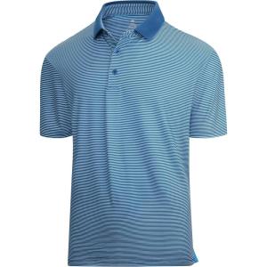 image:imageAlex Vando Mens Golf Shirt Moisture Wicking QuickDry Short Sleeve Casual Polo Shirts for MenBlue Stripe 215