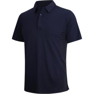 image:imageAlex Vando Mens Golf Shirt Moisture Wicking QuickDry Short Sleeve Casual Polo Shirts for MenNavy Stripe 87