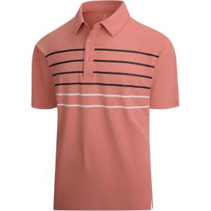 image:imageAlex Vando Mens Golf Shirt Moisture Wicking QuickDry Short Sleeve Casual Polo Shirts for MenRose Stripe 87