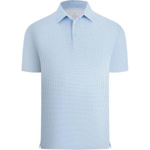 image:imageAlex Vando Mens Printed Golf Shirt Cooling Performance Short Sleeve Stretch Dress Polo Shirts MenBlue Slant Check