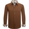 image:imageAlex Vando Mens Cotton Stretch Dress Shirt Regular Fit Fashion Contrast Button Down Business Casual ShirtsCoffee