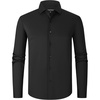 image:imageAlex Vando Mens Stretch Dress Shirt Regular Fit Long Sleeve Wrinkle Resistant Business Casual Shirt for Office WorkBlack