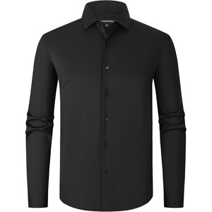 image:imageAlex Vando Mens Stretch Dress Shirt Regular Fit Long Sleeve Wrinkle Resistant Business Casual Shirt for Office WorkBlack
