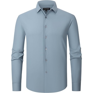 image:imageAlex Vando Mens Stretch Dress Shirt Regular Fit Long Sleeve Wrinkle Resistant Business Casual Shirt for Office WorkDusty Blue