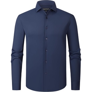 image:imageAlex Vando Mens Stretch Dress Shirt Regular Fit Long Sleeve Wrinkle Resistant Business Casual Shirt for Office WorkNavy