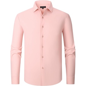 image:imageAlex Vando Mens Stretch Dress Shirt Regular Fit Long Sleeve Wrinkle Resistant Business Casual Shirt for Office WorkPink