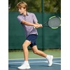 image:imageAlex Vando Boys Polo Shirt Hawaiian Golf Short Sleeve Moisture Wicking Quick Dry Stretch Print Casual Summer TopsPurplewhitegolf
