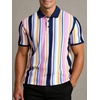 image:imageAlex Vando Mens Polo Shirts Short Sleeve Regular Fit Fashion Designed ShirtPink Multi Lace