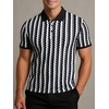 image:imageAlex Vando Mens Polo Shirts Short Sleeve Regular Fit Fashion Designed ShirtWhite Multi Lace