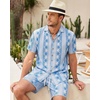 image:imageAlex Vando Mens Short Sleeve 2Piece Outfit Summer Shirt amp Shorts SetsBlue Diamond