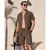 image:imageAlex Vando Mens Short Sleeve 2Piece Outfit Summer Shirt amp Shorts SetsBrown