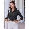 image:imageAlex Vando Womens Dress Shirts Wrinkle Free Regular Fit Solid Long Sleeve Stretch Work ShirtBlack