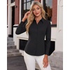 image:imageAlex Vando Womens Dress Shirts Wrinkle Free Regular Fit Solid Long Sleeve Stretch Work ShirtBlack