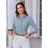 image:imageAlex Vando Womens Dress Shirts Wrinkle Free Regular Fit Solid Long Sleeve Stretch Work ShirtGreyblue