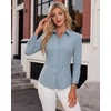 image:imageAlex Vando Womens Dress Shirts Wrinkle Free Regular Fit Solid Long Sleeve Stretch Work ShirtGreyblue