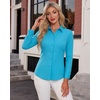 image:imageAlex Vando Womens Dress Shirts Wrinkle Free Regular Fit Solid Long Sleeve Stretch Work ShirtLakeblue