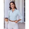 image:imageAlex Vando Womens Dress Shirts Wrinkle Free Regular Fit Solid Long Sleeve Stretch Work ShirtLightblue