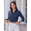 image:imageAlex Vando Womens Dress Shirts Wrinkle Free Regular Fit Solid Long Sleeve Stretch Work ShirtNavy