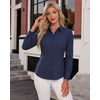 image:imageAlex Vando Womens Dress Shirts Wrinkle Free Regular Fit Solid Long Sleeve Stretch Work ShirtNavy