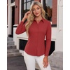 image:imageAlex Vando Womens Dress Shirts Wrinkle Free Regular Fit Solid Long Sleeve Stretch Work ShirtRed