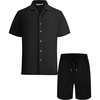 image:imageAlex Vando Mens Short Sleeve 2Piece Outfit Summer Shirt amp Shorts SetsBlack