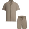 image:imageAlex Vando Mens Short Sleeve 2Piece Outfit Summer Shirt amp Shorts SetsKhaki