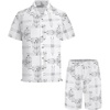 image:imageAlex Vando Mens Short Sleeve 2Piece Outfit Summer Shirt amp Shorts SetsWhite Line