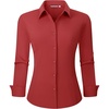 image:imageAlex Vando Womens Dress Shirts Wrinkle Free Regular Fit Solid Long Sleeve Stretch Work ShirtRed