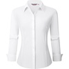 image:imageAlex Vando Womens Dress Shirts Wrinkle Free Regular Fit Solid Long Sleeve Stretch Work ShirtWhite