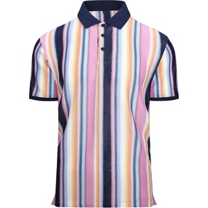 image:imageAlex Vando Mens Polo Shirts Short Sleeve Regular Fit Fashion Designed ShirtPink Multi Lace