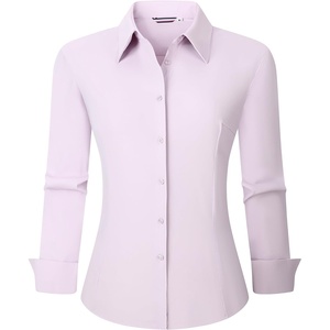 image:imageAlex Vando Womens Dress Shirts Wrinkle Free Regular Fit Solid Long Sleeve Stretch Work ShirtLightpurple