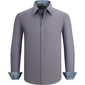 image:imageAlex Vando Mens Fashion Regular Fit Cotton Stretch Business Dress Shirt  Soft poplinpaisley inner accentsshapelockingdaily amp evening matchingCharcoal