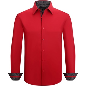 image:imageAlex Vando Mens Fashion Regular Fit Cotton Stretch Business Dress Shirt  Soft poplinpaisley inner accentsshapelockingdaily amp evening matchingRed