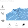 image:imageAlex Vando Mens Golf Shirt Moisture Wicking Print Performance Polo Shirt  UPF40 UV shielding Lightweight Contrast collar piping Fullbody patterns Machine washable Multisport topDusty Blue Ball