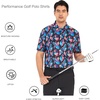image:imageAlex Vando Mens Golf Shirt Moisture Wicking Print Performance Polo Shirt  UPF40 UV shielding Lightweight Contrast collar piping Fullbody patterns Machine washable Multisport topBlack Leaf