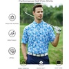 image:imageAlex Vando Mens Golf Shirt Moisture Wicking Print Performance Polo Shirt  UPF40 UV shielding Lightweight Contrast collar piping Fullbody patterns Machine washable Multisport topGrey Hexagon