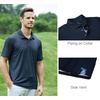 image:imageAlex Vando Mens Golf Shirt Moisture Wicking Print Performance Polo Shirt  UPF40 UV shielding Lightweight Contrast collar piping Fullbody patterns Machine washable Multisport topBlack Dots
