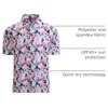 image:imageAlex Vando Mens Golf Shirt Moisture Wicking Print Performance Polo Shirt  UPF40 UV shielding Lightweight Contrast collar piping Fullbody patterns Machine washable Multisport topRed Navy Leaf
