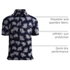 image:imageAlex Vando Mens Golf Shirt Moisture Wicking Print Performance Polo Shirt  UPF40 UV shielding Lightweight Contrast collar piping Fullbody patterns Machine washable Multisport topWhite Palm Leaves