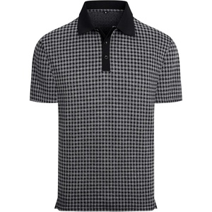 image:imageAlex Vando Mens Printed Golf Shirt Cooling Short Sleeve Dress Polo Shirts  Cool mesh textile Tagless seamless neckband Quick dry 4way stretchBlackGrey