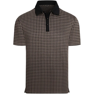 image:imageAlex Vando Mens Printed Golf Shirt Cooling Short Sleeve Dress Polo Shirts  Cool mesh textile Tagless seamless neckband Quick dry 4way stretchBlackKhaki
