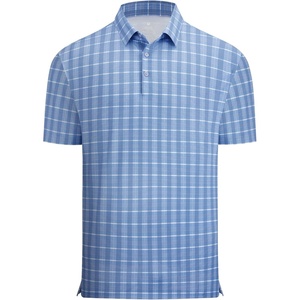 image:imageAlex Vando Mens Printed Golf Shirt Cooling Short Sleeve Dress Polo Shirts  Cool mesh textile Tagless seamless neckband Quick dry 4way stretchBlue White Check