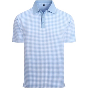 image:imageAlex Vando Mens Printed Golf Shirt Cooling Short Sleeve Dress Polo Shirts  Cool mesh textile Tagless seamless neckband Quick dry 4way stretchBlueWhite