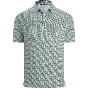 image:imageAlex Vando Mens Printed Golf Shirt Cooling Short Sleeve Dress Polo Shirts  Cool mesh textile Tagless seamless neckband Quick dry 4way stretchGreen Geometric