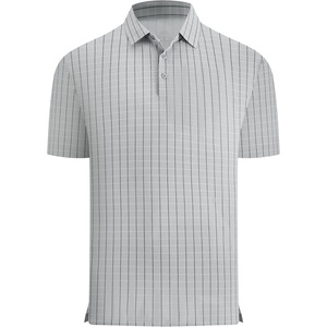 image:imageAlex Vando Mens Printed Golf Shirt Cooling Short Sleeve Dress Polo Shirts  Cool mesh textile Tagless seamless neckband Quick dry 4way stretchGrey Twill Check
