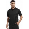 image:imageAlex Vando Mens Golf Polo Shirt Textured Stretch Performance Polo  Structured Collar Textured Knit Finish 8Way Stretch Regular Fit True to Size 87 Nylon 13 Spandex Machine WashableBlack
