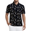 image:imageAlex Vando Mens Hawaiian Golf Shirt Moisture Wicking Digital Print Polo  Tropical vivid patterns Sweatabsorbing Flexible stretch weave Side air slits Unrestricted daily activityBlack Skeleton