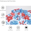 image:imageAlex Vando Mens Hawaiian Golf Shirt Moisture Wicking Digital Print Polo  Tropical vivid patterns Sweatabsorbing Flexible stretch weave Side air slits Unrestricted daily activityRed Hibiscus Leaf