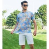 image:imageAlex Vando Mens Hawaiian Golf Shirt Moisture Wicking Digital Print Polo  Tropical vivid patterns Sweatabsorbing Flexible stretch weave Side air slits Unrestricted daily activityYellow Flower