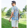 image:imageAlex Vando Mens Hawaiian Golf Shirt Moisture Wicking Digital Print Polo  Tropical vivid patterns Sweatabsorbing Flexible stretch weave Side air slits Unrestricted daily activityYellow Flower
